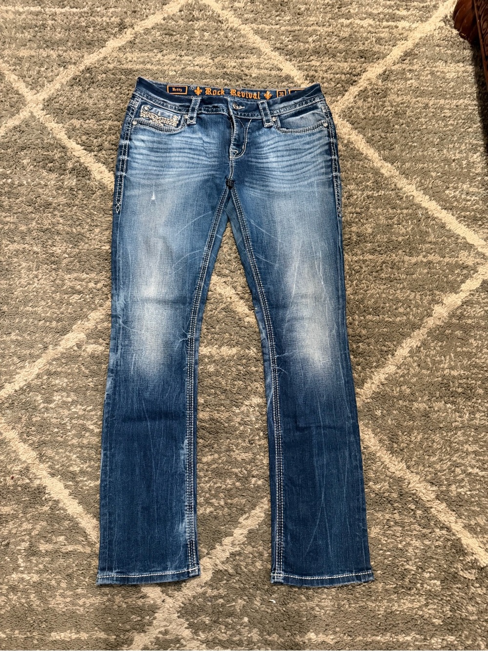 Rock Revival Women's Blue Boot Cut Jeans - Faded Indigo Wash